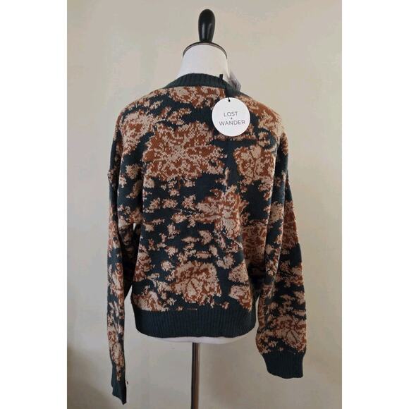 NWT Lost & Wander Fall Green Brown Sweater Women's Small Cozy Warm Cabincore - Picture 3 of 10
